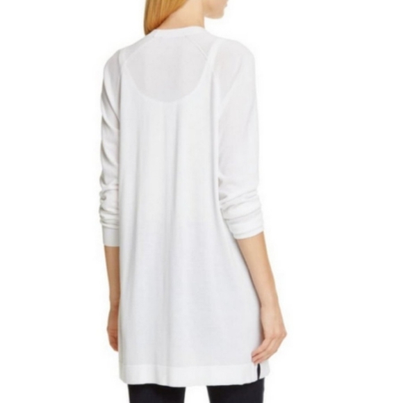 Eileen Fisher Simple Open Front Long Sleeves Cardigan In Ivory White Size XL - Picture 9 of 15